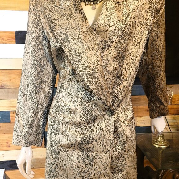 CARAMIA--Metallic Snake Print--2 piece, double breast suit- with Maxi skirt-- - Picture 5 of 6